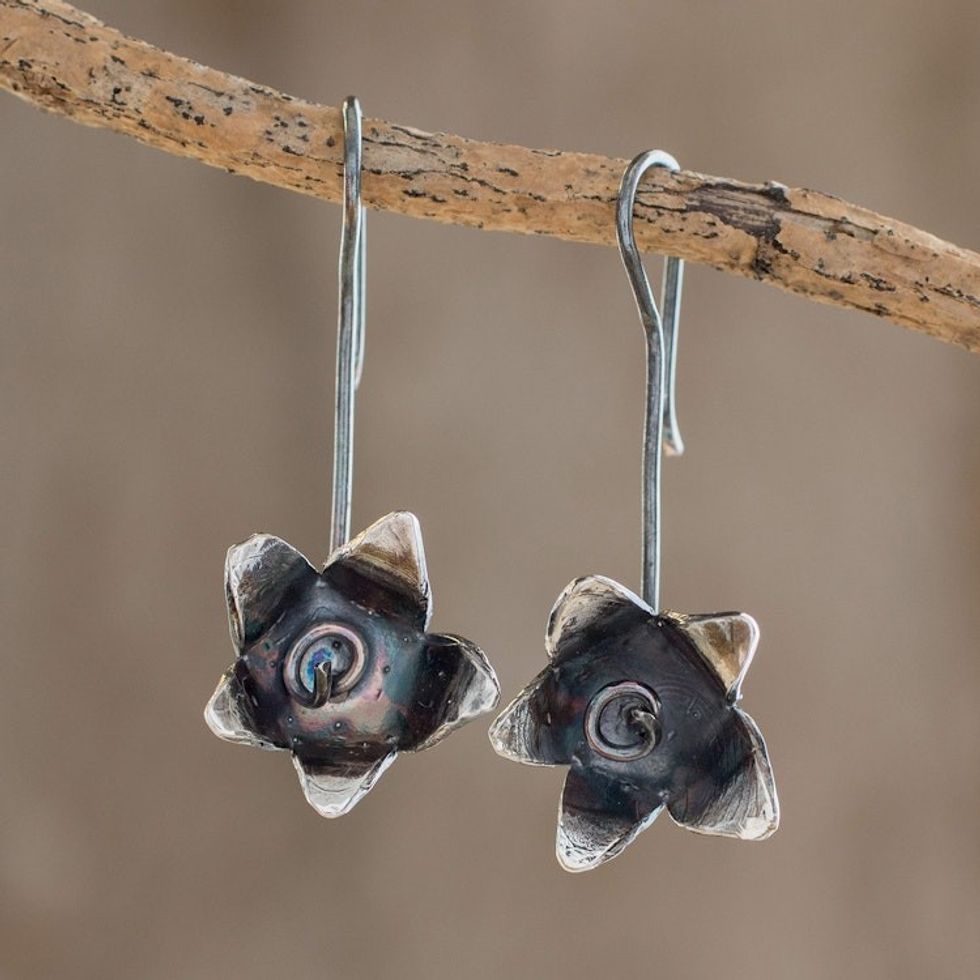Sterling Silver Drop Earrings from Costa Rica 'Floral Happiness'