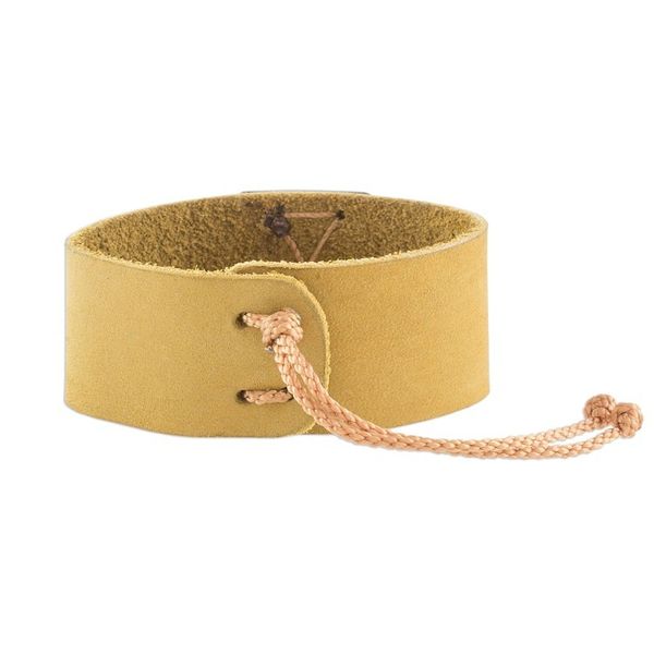 Alternate image for Mustard Leather Coconut Shell Pendant Wristband Bracelet Energetic