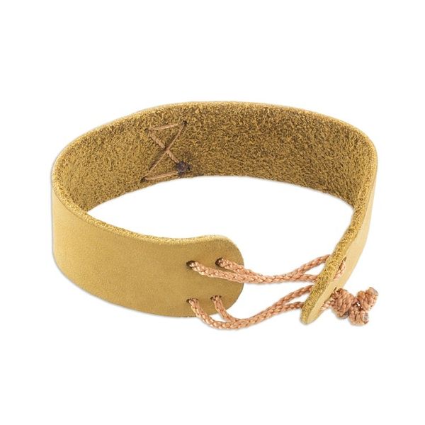 Alternate image for Mustard Leather Coconut Shell Pendant Wristband Bracelet Energetic