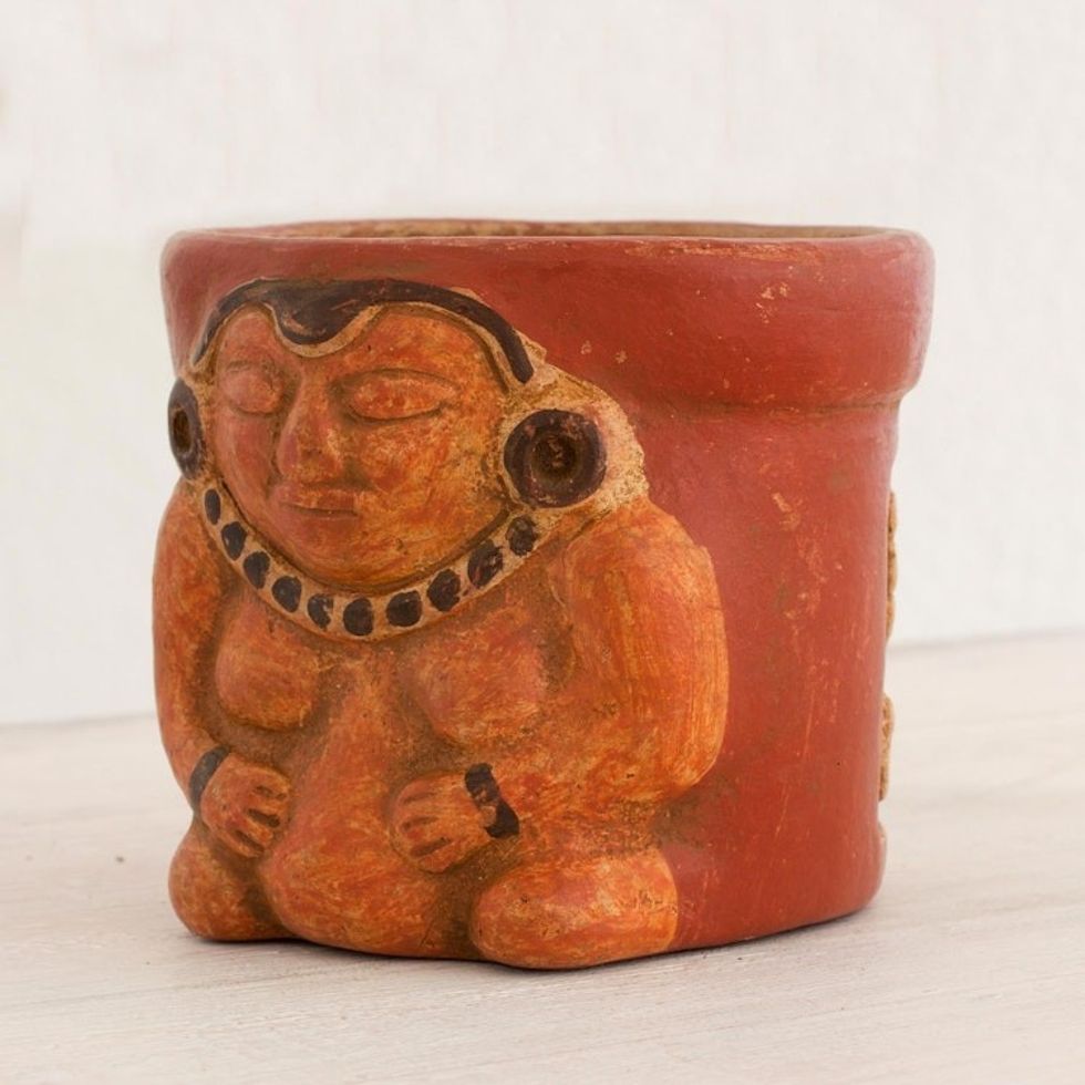 Artisan Crafted Ceramic Decorative Vase 'Pibil Queen'