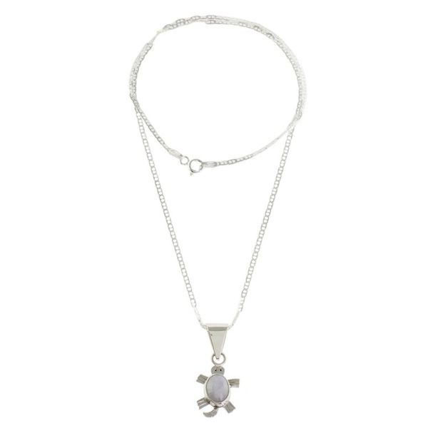Alternate image for Artisan Crafted Lilac Jade Turtle Necklace Lilac Marine Turtle