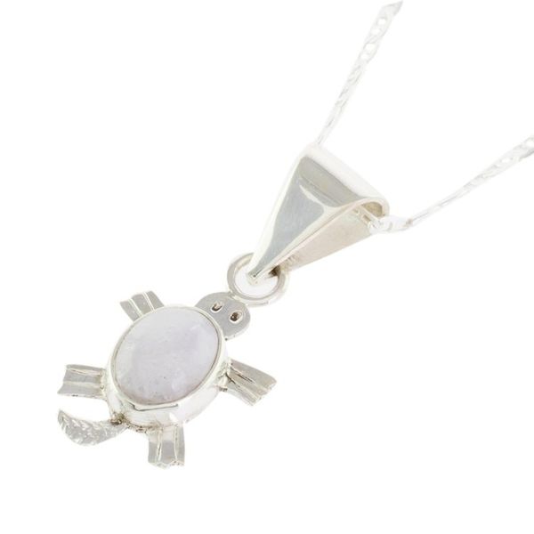 Alternate image for Artisan Crafted Lilac Jade Turtle Necklace Lilac Marine Turtle