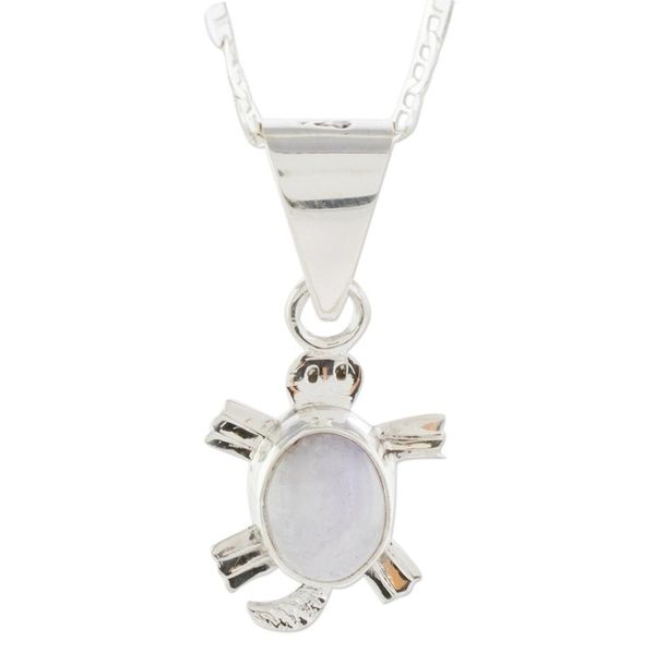Alternate image for Artisan Crafted Lilac Jade Turtle Necklace Lilac Marine Turtle