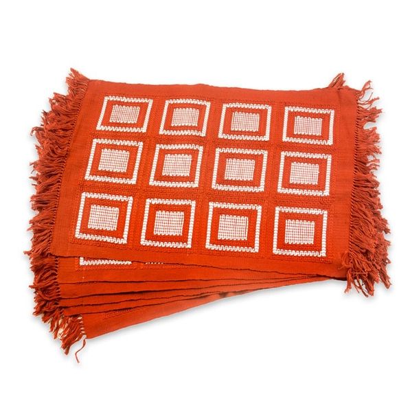 Alternate image for Hand-woven Cotton Placemats and Napkins set of 6 Antigua Brown