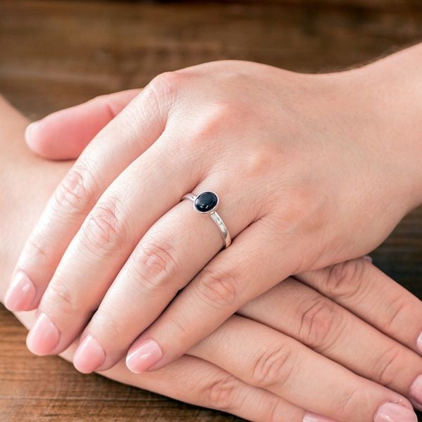 Alternate image for Black Jade and Silver Single Stone Ring from Guatemala Force and Beauty
