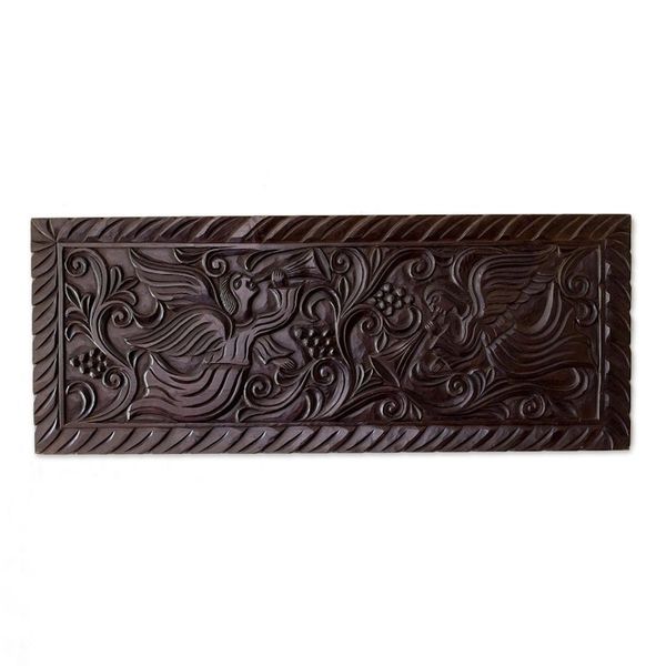 Alternate image for Artisan Crafted Pine Wood Wall Panel with Angel Motif Angels with Trumpets