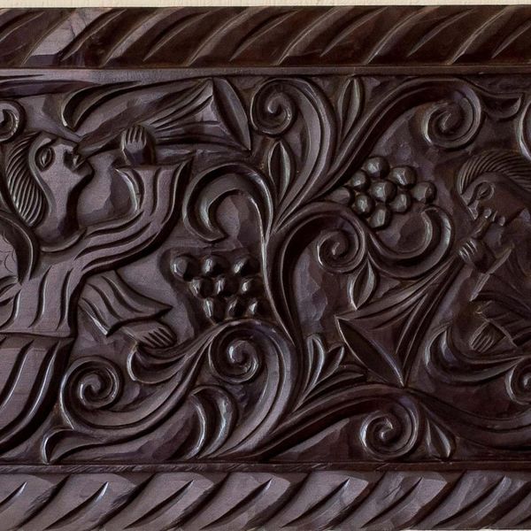 Alternate image for Artisan Crafted Pine Wood Wall Panel with Angel Motif Angels with Trumpets