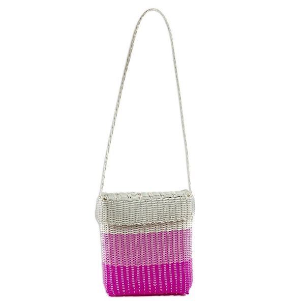 Alternate image for Handwoven Shoulder Bag in Light Orchid from Guatemala Innocent Beauty