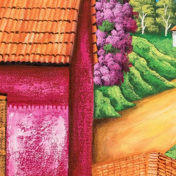 Alternate image for Colorful Signed Oil Painting of Lake Atitlan Lake Atitlan