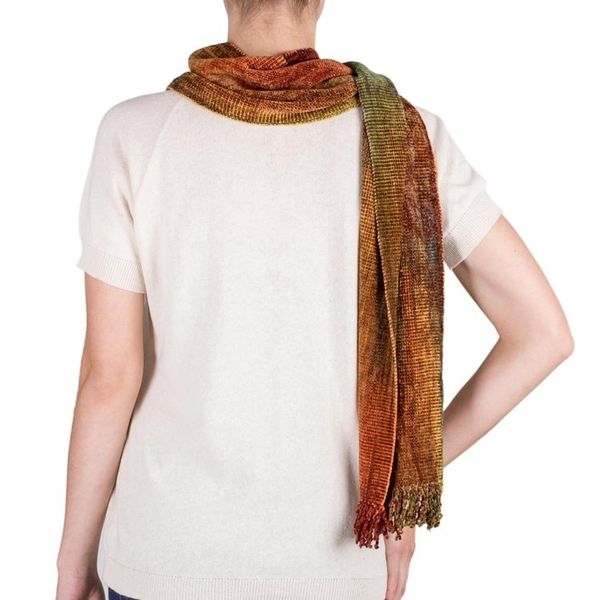 Alternate image for Artisan Crafted Rayon Chenille Scarf from Central America Autumn Breeze
