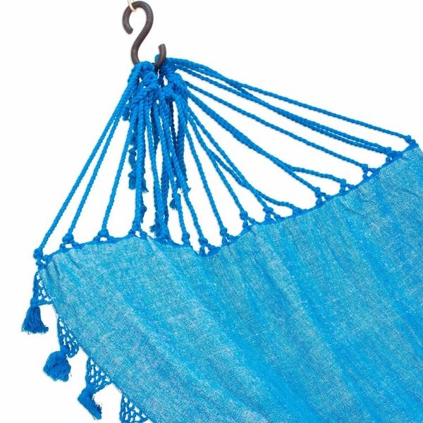 Alternate image for Handwoven Cotton Single Hammock in Azure from Guatemala Over the Waves