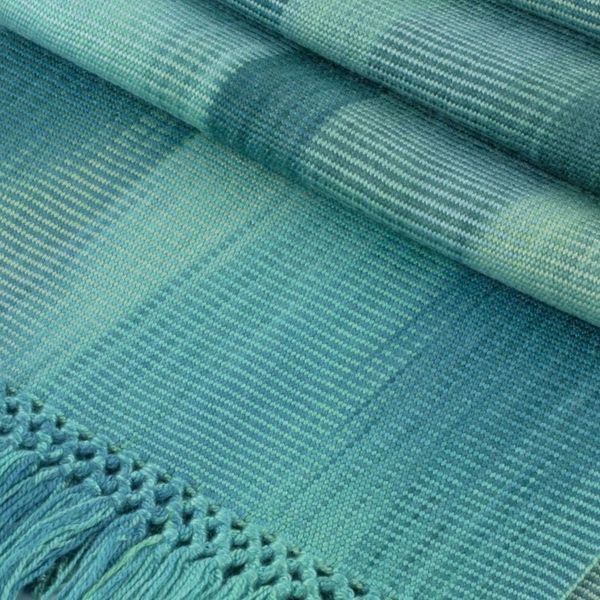 Alternate image for Hand Woven Rayon Scarf in Light and Dark Green Iridescent Emerald