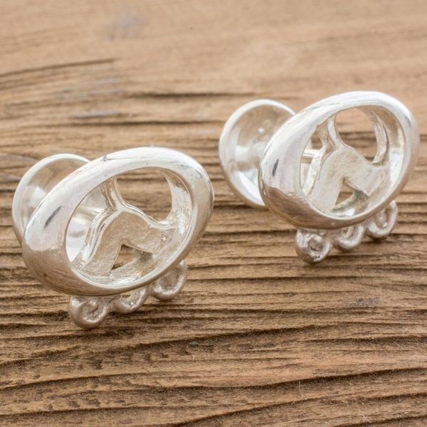 Alternate image for Sterling Silver Mens Mayan Cufflinks from Nicaragua Ultimate Ajmaq