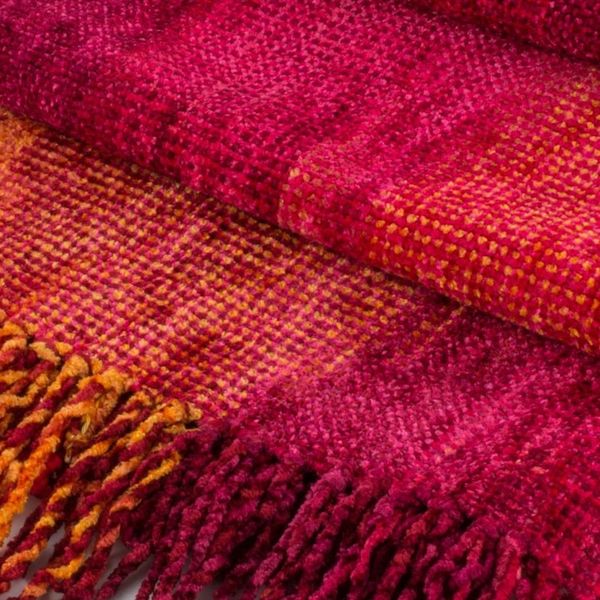 Alternate image for Red and Burgundy Handwoven Rayon Chenille Scarf Crimson Embrace