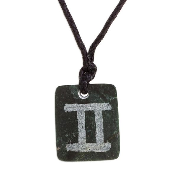 Alternate image for Jade Zodiac Gemini Pendant Necklace from Guatemala Verdant Gemini