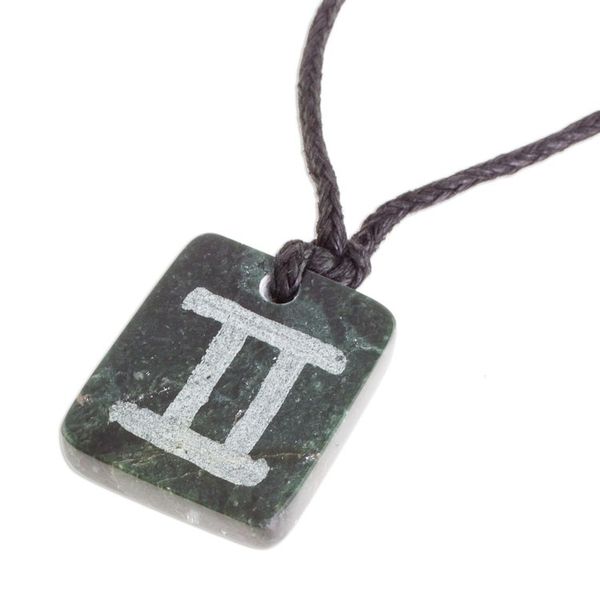 Alternate image for Jade Zodiac Gemini Pendant Necklace from Guatemala Verdant Gemini