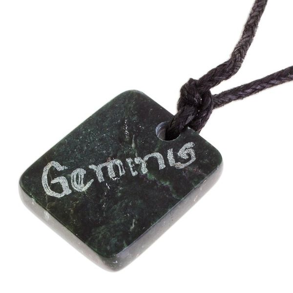 Alternate image for Jade Zodiac Gemini Pendant Necklace from Guatemala Verdant Gemini