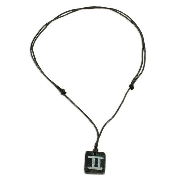 Alternate image for Jade Zodiac Gemini Pendant Necklace from Guatemala Verdant Gemini
