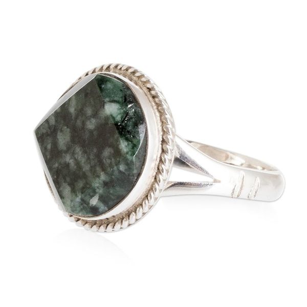 Alternate image for Sterling Silver Green Jade Cocktail Ring Square Circle