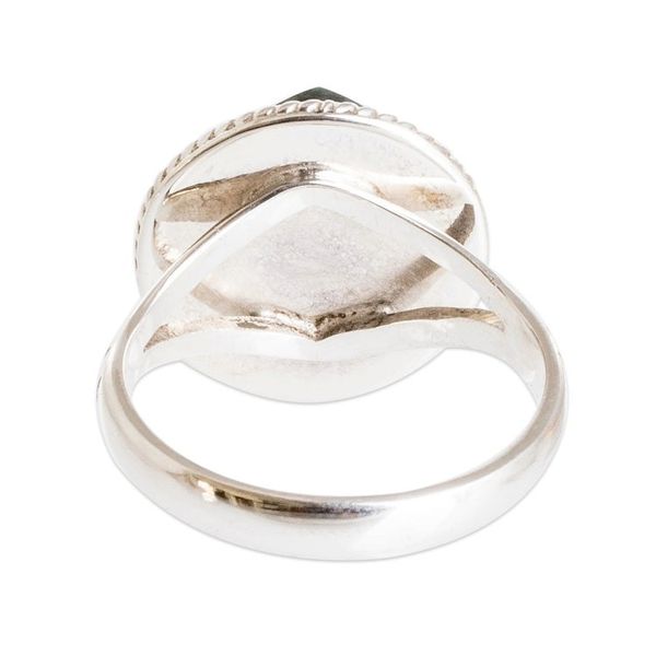 Alternate image for Sterling Silver Green Jade Cocktail Ring Square Circle