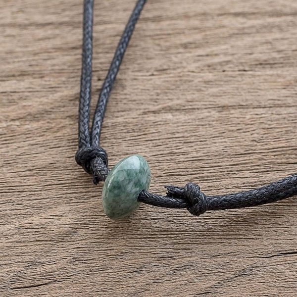 Alternate image for Guatemalan Necklace with a Green Jade Disc Pendant Green Mayan Disc