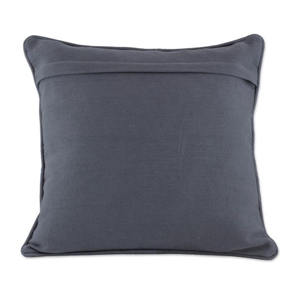 Alternate image for Handwoven Cotton Cushion Cover in Smoke from Guatemala Ancestral Depictions in Smoke