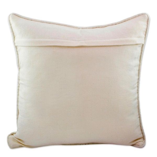 Alternate image for Two-headed Maya Eagle on Alabaster Cotton Cushion Cover Kot, Divine Eagle