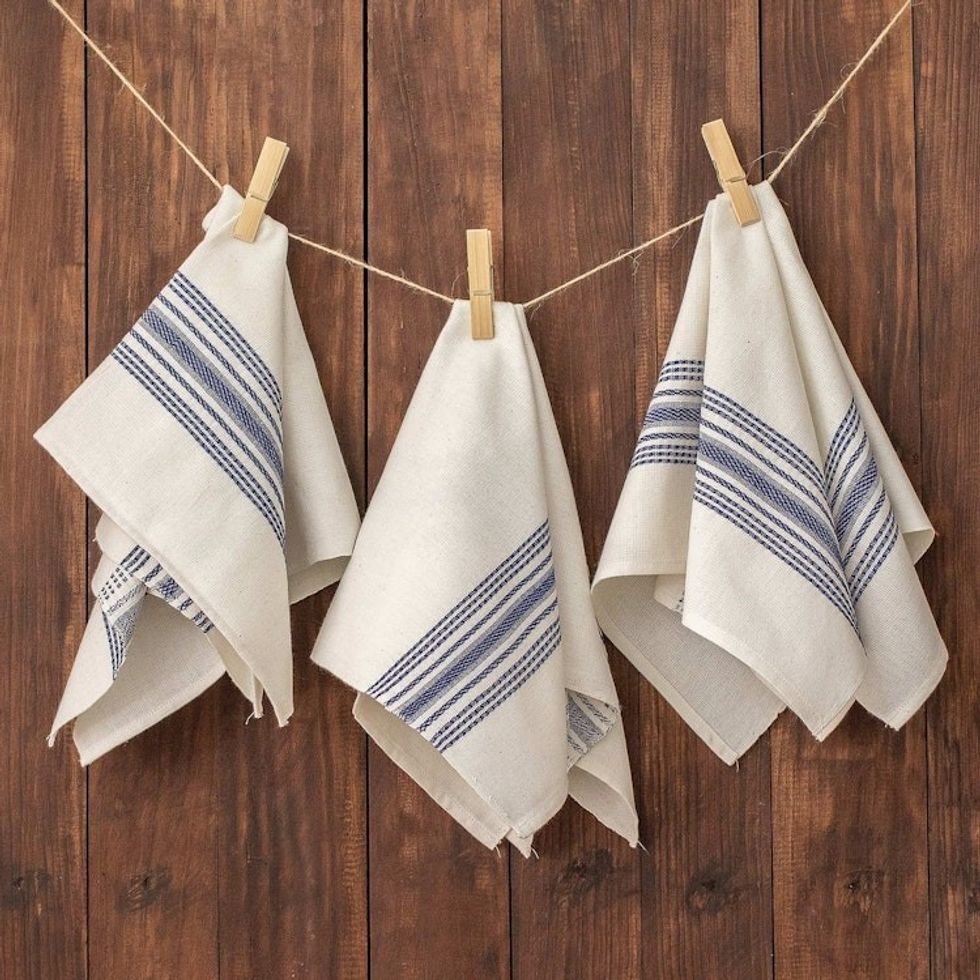 Striped 100 Cotton Napkins from Guatemala Set of 6 'Peaceful Stripes'