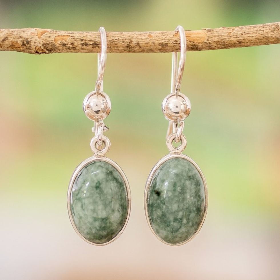 Modern Handmade Maya Jade Earrings 'Voluptuous Green'