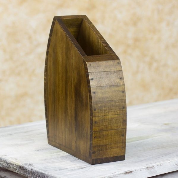 Alternate image for Hand Crafted Guatemalan Alder Wood Decorative Vase Mountain