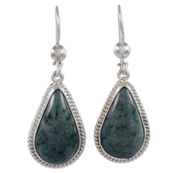 Alternate image for Artisan Crafted Sterling Silver and Light Green Earrings Light Green Sacred Quetzal