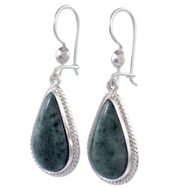 Alternate image for Artisan Crafted Sterling Silver and Light Green Earrings Light Green Sacred Quetzal