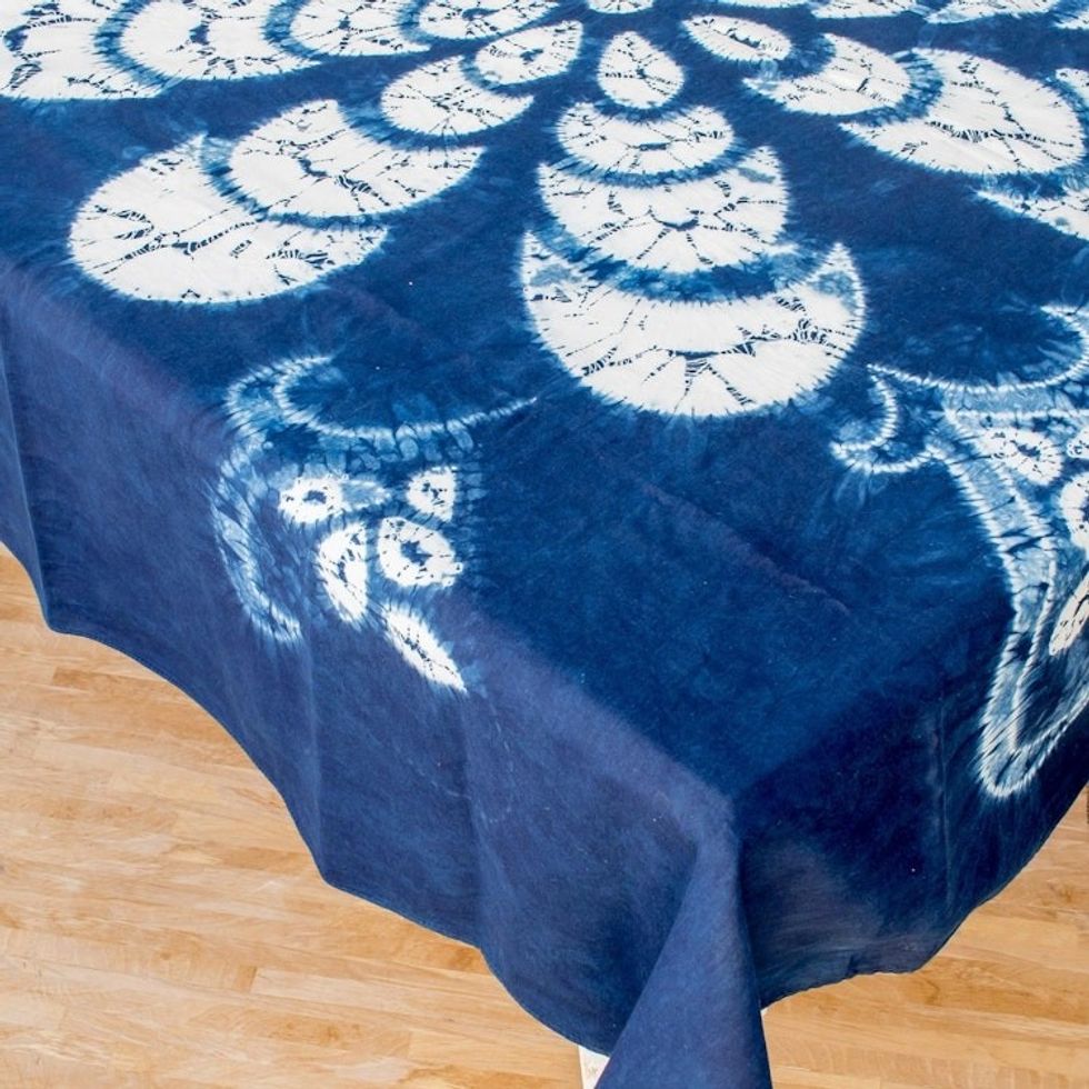 Floral Batik Cotton Table Cloth from El Salvador 'Flower of Paradise'