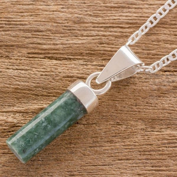Alternate image for Cylindrical Jade Necklace in Green from Guatemala Calm Beauty in Green