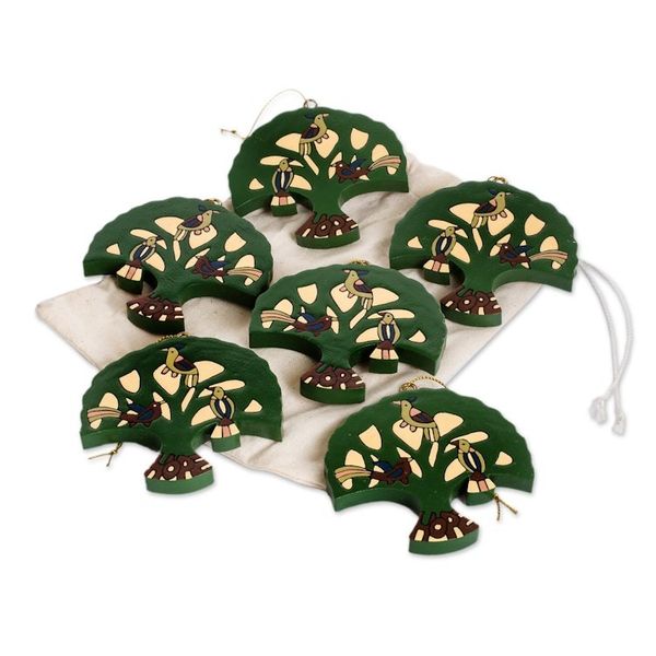 Alternate image for Pinewood ornaments Set of 6 Tree of Hope