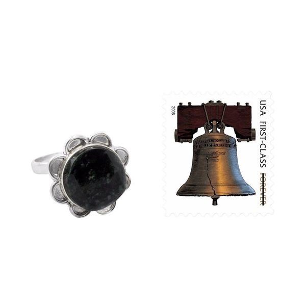 Alternate image for Handcrafted Dark Green Jade and Silver Floral Ring Dark Sunflower