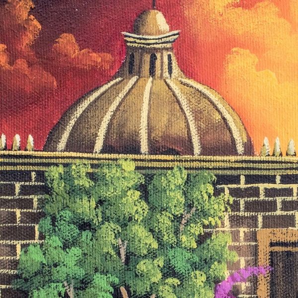 Alternate image for Sunset Tone Signed Painting of a Church in Guatemala School of Christ Church I