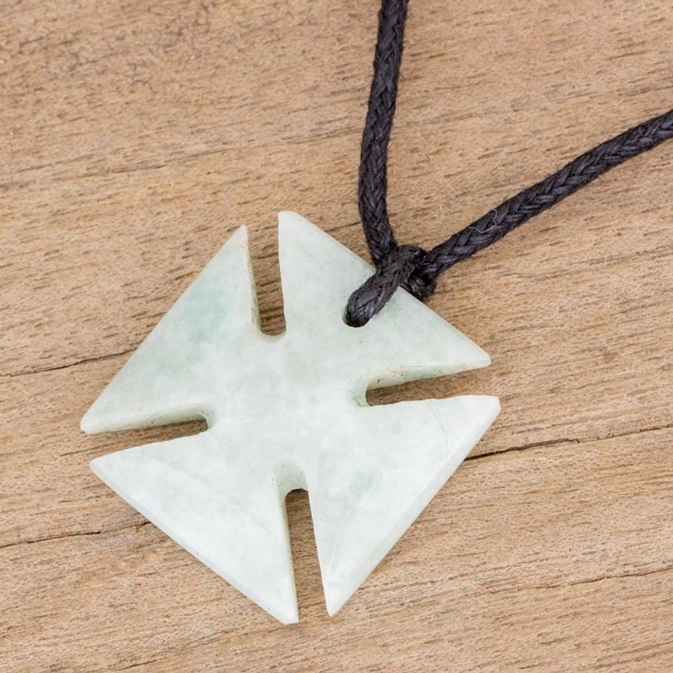 Jade Cross Pendant in Apple Green from Guatemala 'Apple Green Pat Cross'
