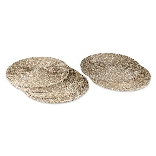 Alternate image for Handwoven Round Beige Sabai Grass Fiber 6-Piece Placemat Set Natural Feast