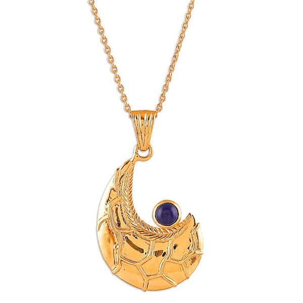 Alternate image for Semi-Abstract Lapis Lazuli Brass Pendant Necklace Wise Charmer