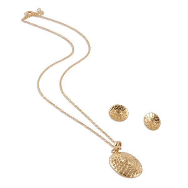 Alternate image for Polished Sunflower Brass Necklace and Earrings Jewelry Set Primaveral Grandeur