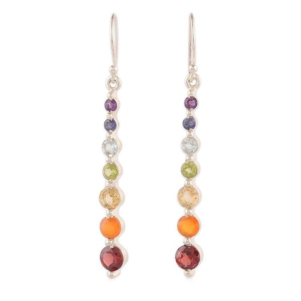 Alternate image for Chakra-Themed Colorful Multi-Gemstone Silver Earrings Sparkling Chakra