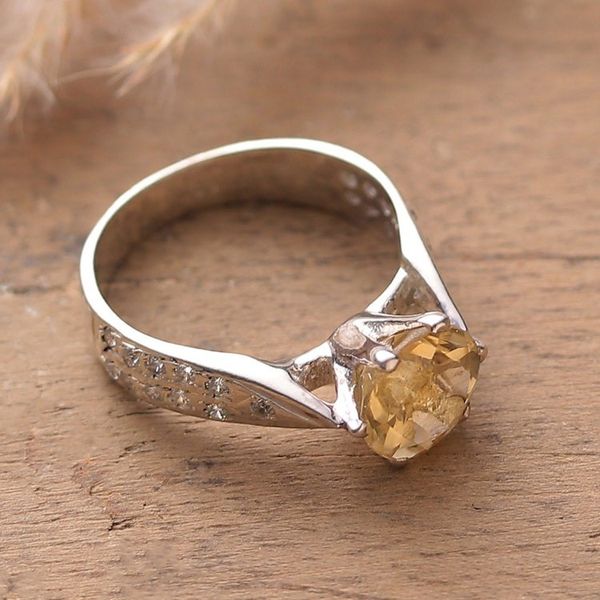 Alternate image for 2-Carat Citrine Solitaire Ring with Cubic Zirconia Jewels Joyful Glint