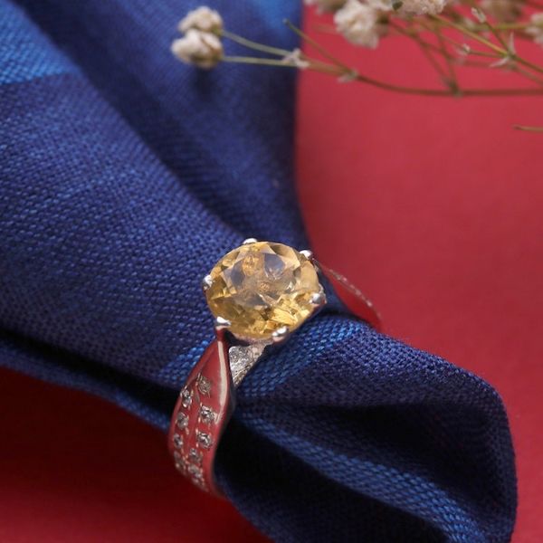 Alternate image for 2-Carat Citrine Solitaire Ring with Cubic Zirconia Jewels Joyful Glint