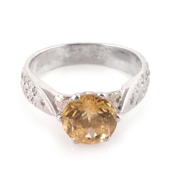 Alternate image for 2-Carat Citrine Solitaire Ring with Cubic Zirconia Jewels Joyful Glint