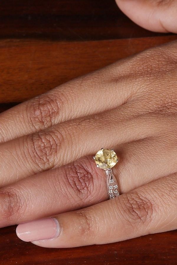 Alternate image for 2-Carat Citrine Solitaire Ring with Cubic Zirconia Jewels Joyful Glint