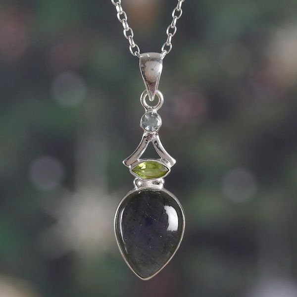 Alternate image for Polished Modern-Inspired Multi-Gemstone Pendant Necklace Sublime Dame