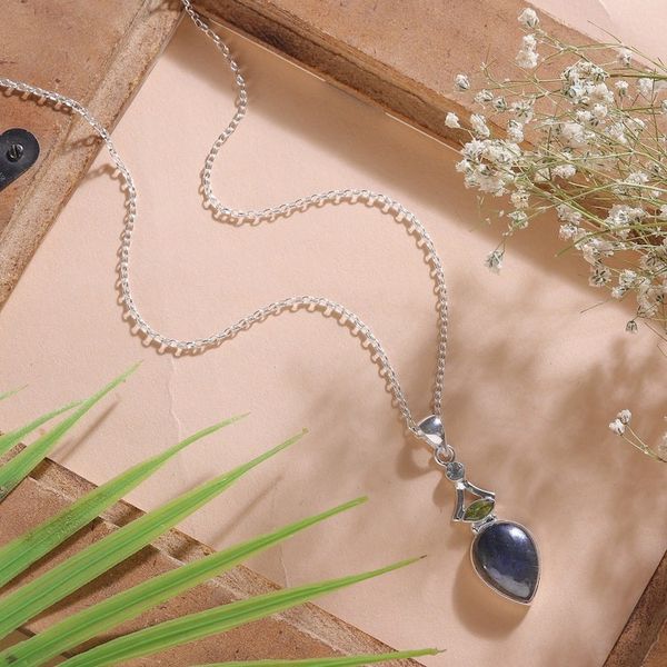 Alternate image for Polished Modern-Inspired Multi-Gemstone Pendant Necklace Sublime Dame