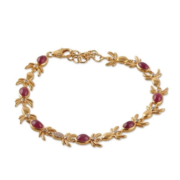 Alternate image for Fair Trade 22k Gold-Plated Ruby and Cubic Zirconia Bracelet Capricious Fantasy