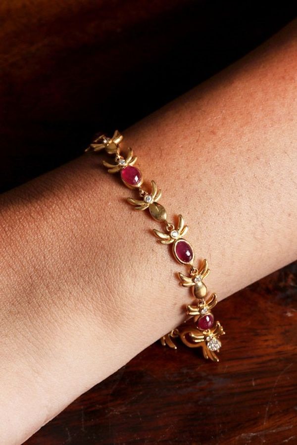 Alternate image for Fair Trade 22k Gold-Plated Ruby and Cubic Zirconia Bracelet Capricious Fantasy